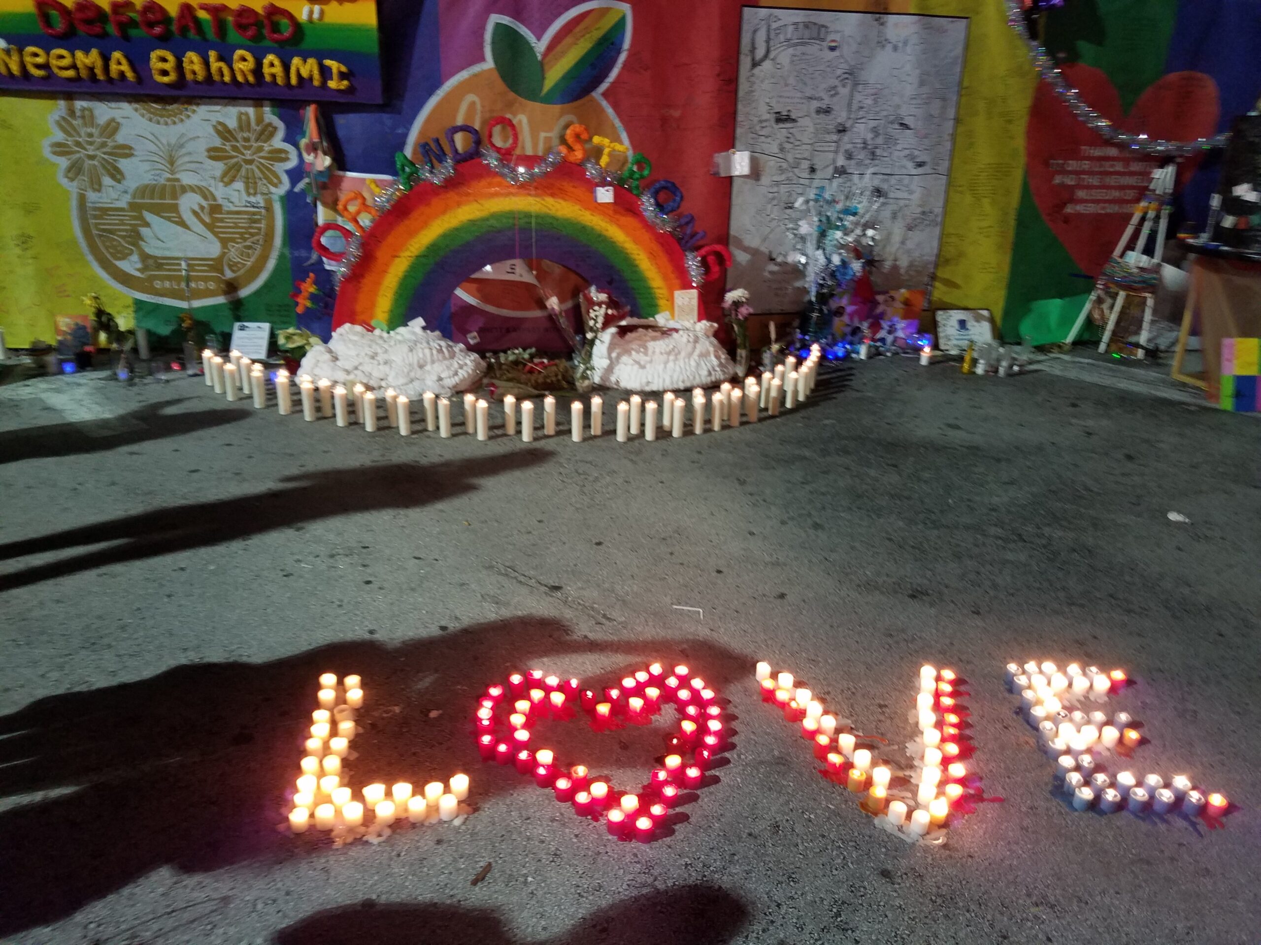 pulse nightclub vigil words in candles spelling LOVE