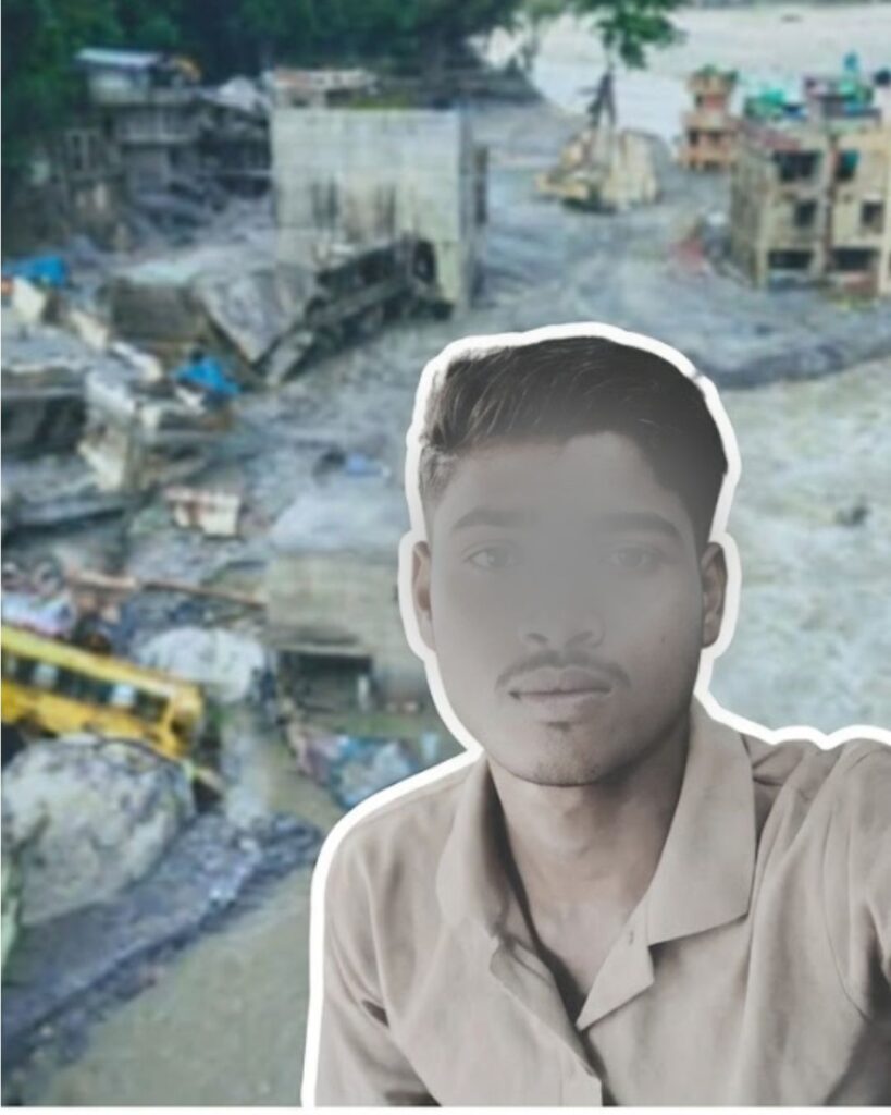 young man whose village was destroyed by nepal floods